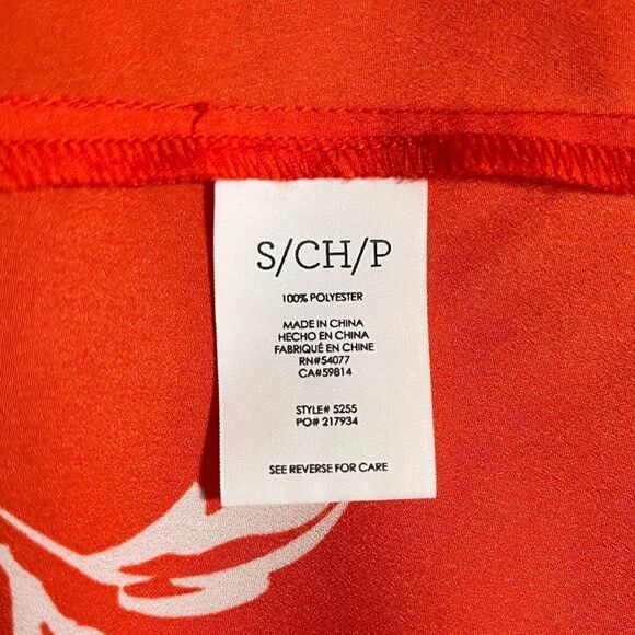 CAbi red white floral bohemian mosaic sleeveless tie shoulder silky tank top - Picture 4 of 6